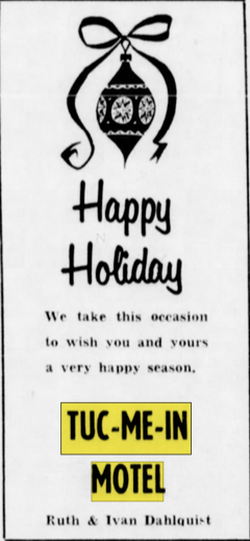 Delta Inn Motel (Tuc-Me-In Motel) - Dec 1961 Ad